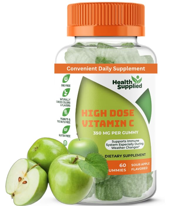 Sour Apple 맛 비타민 C Gummies 메가 복용량 - 1050 mg 비타민 C - 부스트 면역 시스템 및 지원 심장 건강 - 훌륭한 타스팅과 삼키기 쉬운