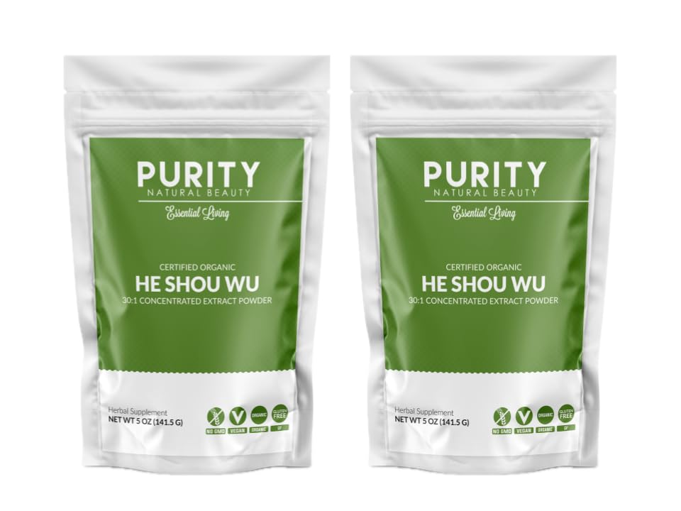 인증 유기 He Shou Wu - 30 : 1 농축 - Fo-ti의 큰 5oz 가방 - 유기 Foti 추출물 - Fo ti He Shou Wu 유기 (2-10 Ounces 포장)