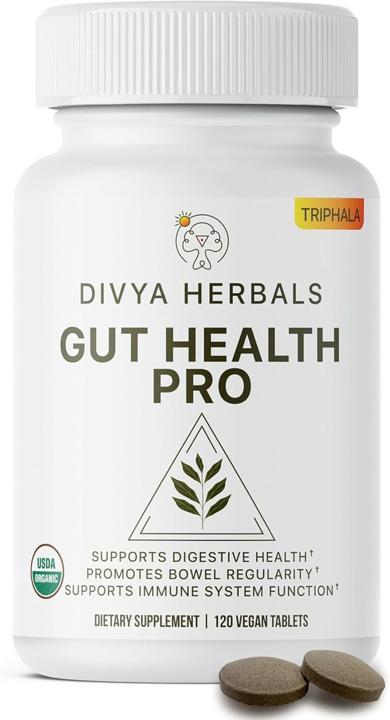 Gut Health Pro - Bloat Relief, Detox & Digestive 지원 - 100 % 순수 유기 Triphala 보충 - 여성 및 남성 - Uncoated Vegan 정제 -120Ct