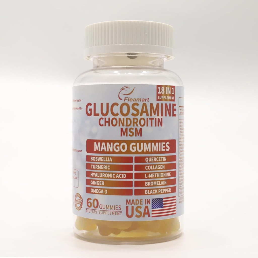 MSM 60 CT Sugar Free Glucosamine Chondroitin Gummies는 합동 건강을 위한 Glucosamine Chondroitin Gummies 세 배 힘 & 성인, 남자 & 여자를 위한 면역성 지원 - 망고 풍미를 해방합니다
