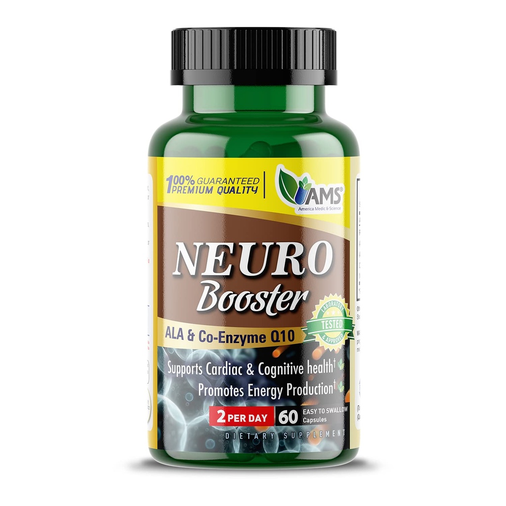 미국 Medic & Science Neuro Booster (60 캡슐) | 뇌 건강 영양 보충 | 더 나은 기억과인지 기능을위한 비타민 알약 | Coenzyme Q10, ALA 및 Acetyl L-Carnitine