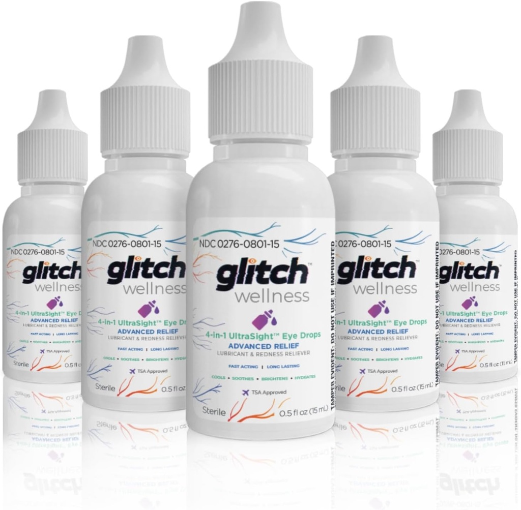 Glitch UltraSight Eye Drops for Dry Eyes 15mL - 4 in 1 Advanced Relief Dry Eye Drops - Hydration, Brightening, Cooling - 효과적으로 Soothes Irritation & Dryness (5)를 가진 모든 일 안락