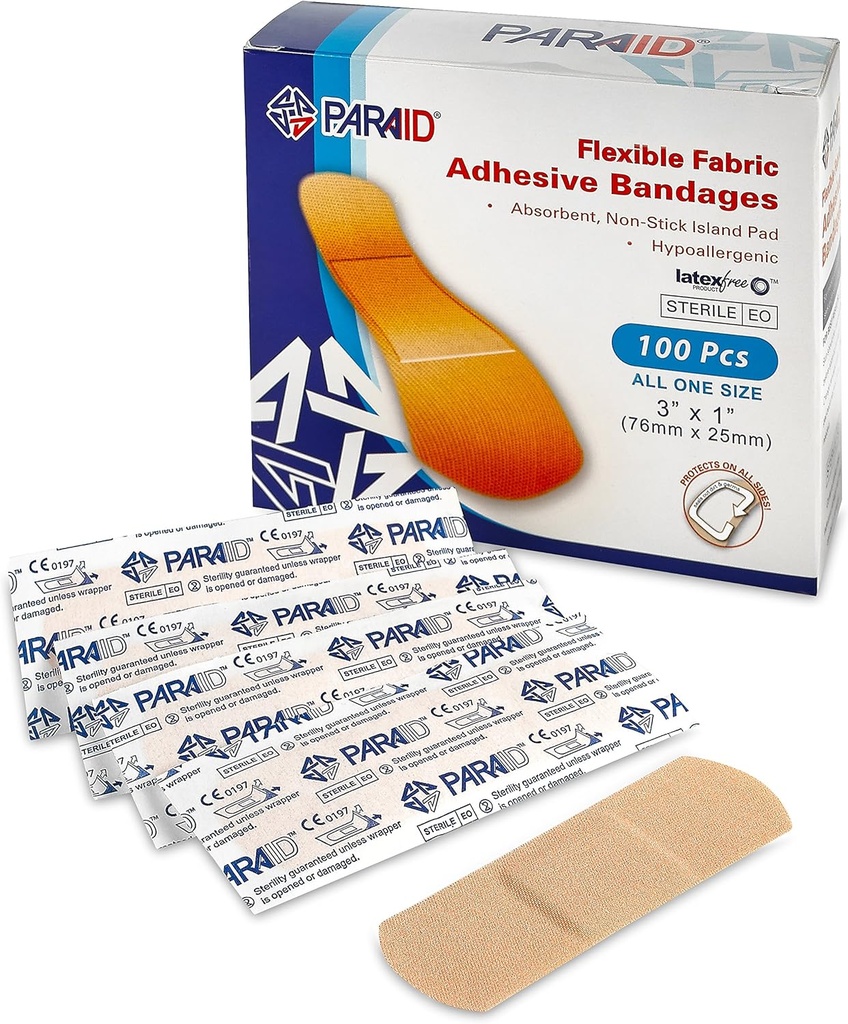 유연한 직물 붕대 - Flex Fabric Adhesive Bandages Finger-Tip Bandages Knuckles 및 손가락 관리를위한 엄지 붕대 및 감염에서 부상을 보호하기 위해 - (100 카운트 박스)