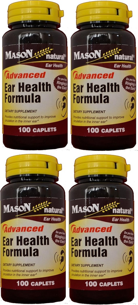 Mason 자연적인 진보적인 귀 건강 공식 Bioflavonoids 플러스 4의 병 팩 당 100개의 모자를 씌우십시오 총 400의 모자를 씌우십시오