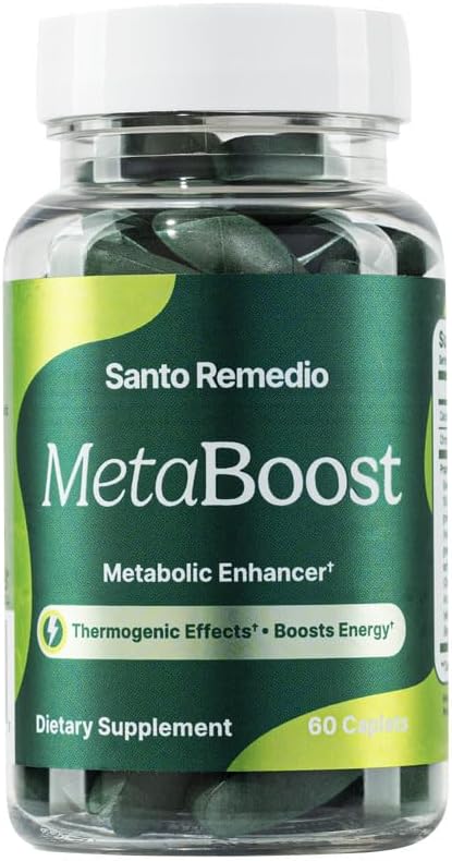 Santo Remedio MetaBoost, Dietary Supplement, Metabolic Enhancer, Thermogenic 효과 제공, Calorie Burn, Green Tea (Thermogenic), Chromium 및 칼슘, 60 정제, 채식
