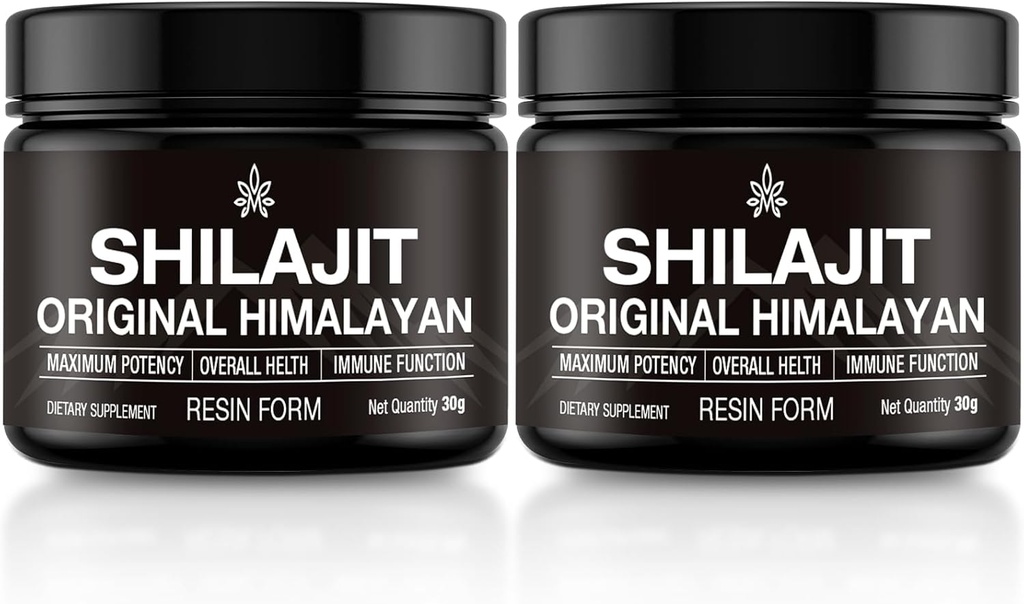 Shilajit 순수한 Himalayan 유기 Shilajit 수지 금 급료 100% Fulvic 산을 가진 남자 & 여자를 위한 순수한 Shilajit, 85+ 추적 무기물, 에너지, 면역성이 있는 지원을 위한 실험실 시험, 30 그램 (2 팩)