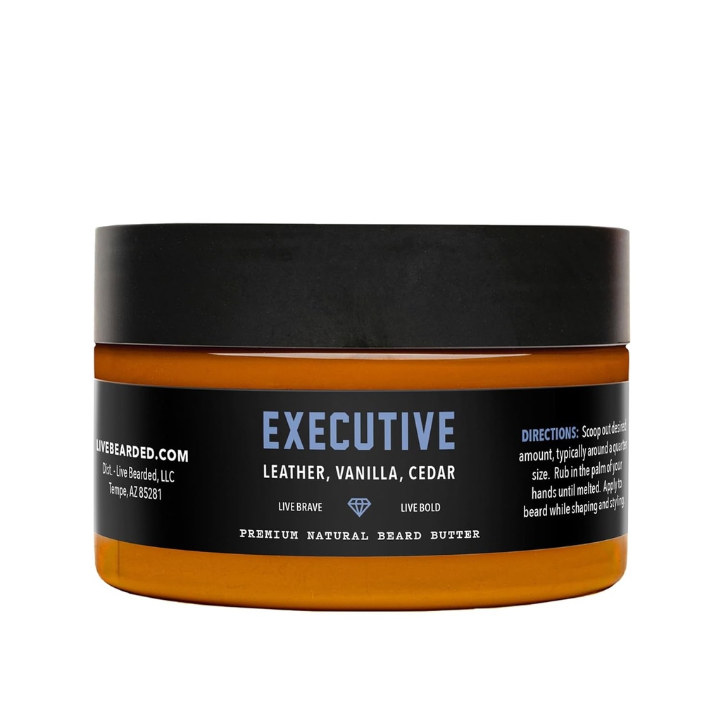라이브 Bearded Beard Butter, 3 fl oz - 미국에서 만든 - All-Natural Leave-in 컨디셔너와 Shea와 연화제 | Executive Scent - Cedar, Vanilla