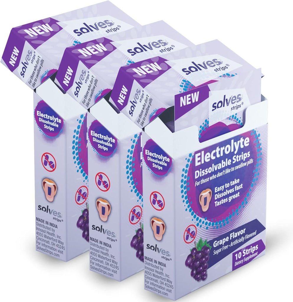 Electrolyte 교체 스트립 - Sugar-Free, Grape Burst 풍미, Instant Hydration에 대한 높은 효능, 체육관 및 야외 활동을위한 완벽한, 휴대용 단일 장치 팩에 10 스트립