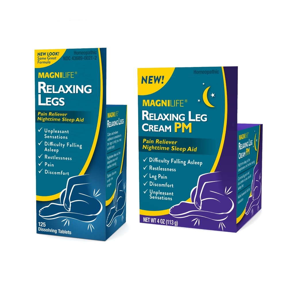 MagniLife Relaxing Legs 125 Count Quick Dissolve Tablets Relaxing Leg Cream PM 4oz 자비로운 다리