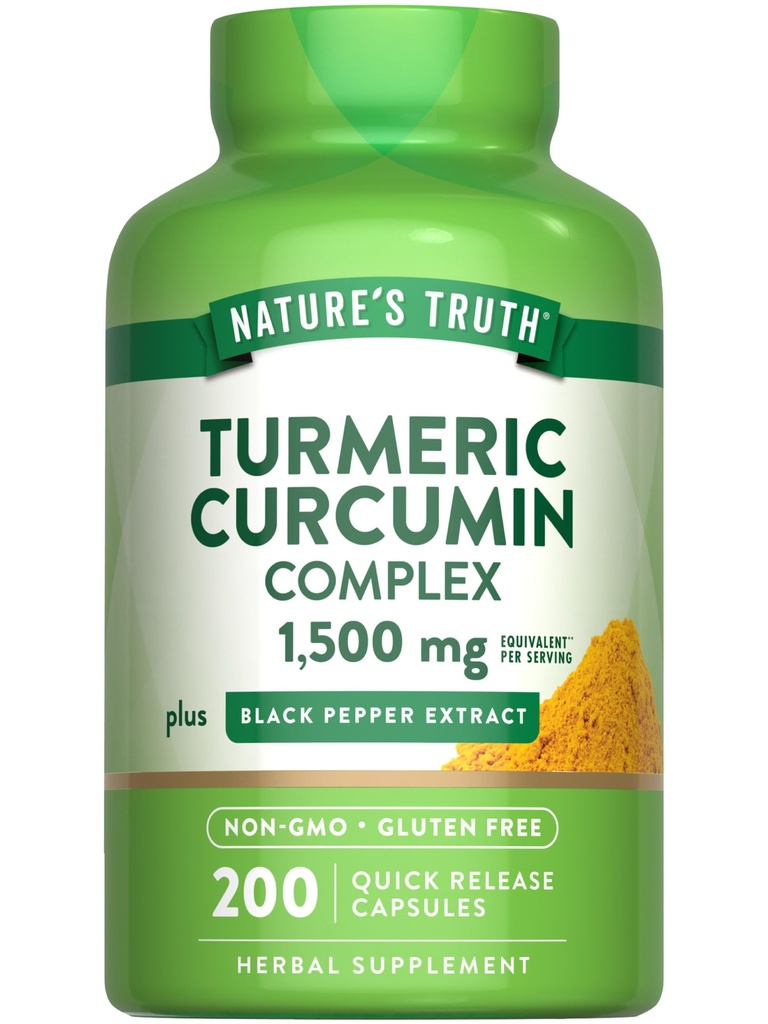 Nature's Truth Turmeric Curcumin Complex | 1500mg | 200 캡슐 | 흑퍼 추출물 | Non-GMO & 글루텐 무료 보충