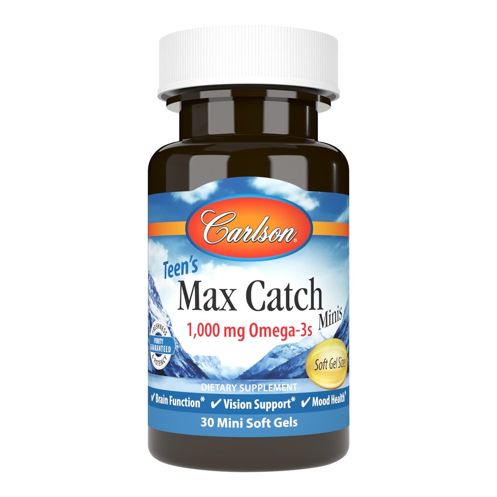 Carlson - 대의 최대 캐치 미니, 1000 mg 오메가-3s, 뇌 건강, 비전 지원, 무드 건강, 30 Softgels