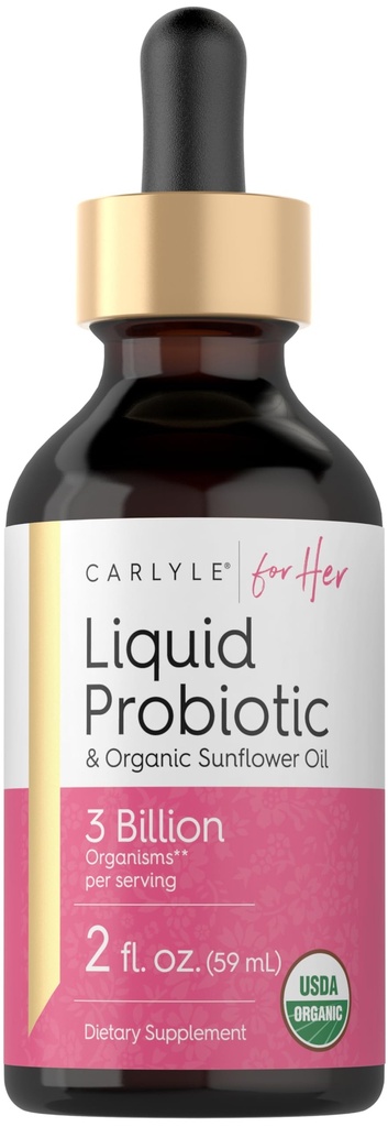 Carlyle Liquid Probiotic for Women | 2 fl oz | 유기농 해바라기 오일 | 3 억 활성 기관 | Dietary Supplement for Her