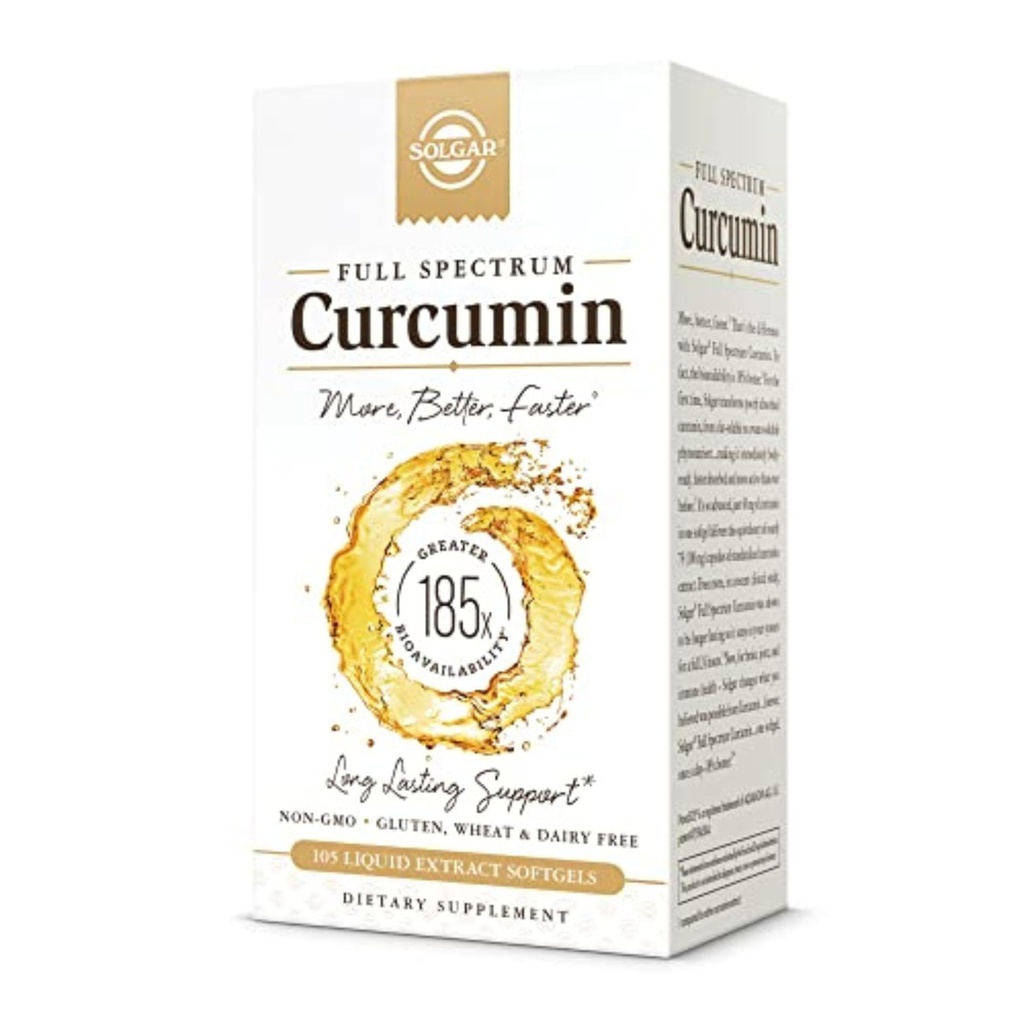 Solgar Full Spectrum Curcumin - 105 LiCaps - 뛰어난 흡수 - 두뇌, 관절 및 면역 건강 - Vegan, Gluten-Free, Non-GMO, Dairy Free - 105 서빙