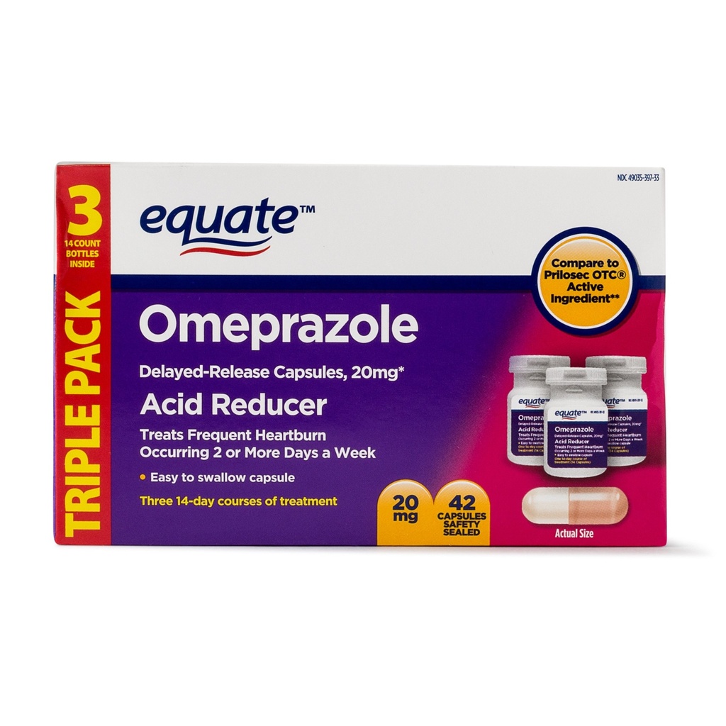 Equate - Omeprazole 마그네슘 20.6 mg의 산성 흡진기, 지연된 방출, 42의 캡슐 (2의 포장)