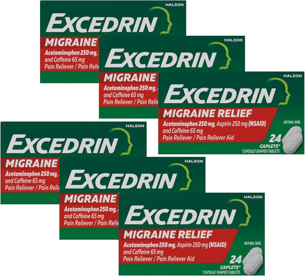 Excedrin Migraine 구호 약물, 24 캡슐 (6 팩)