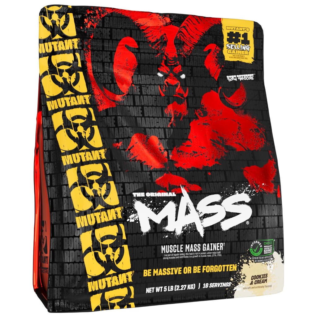 Mutant Mass | Weight Mass Gainer Protein Powder - 대량 이득을위한 높은 칼로리 단백질 분말 - 쿠키 및 크림 - 5 파운드