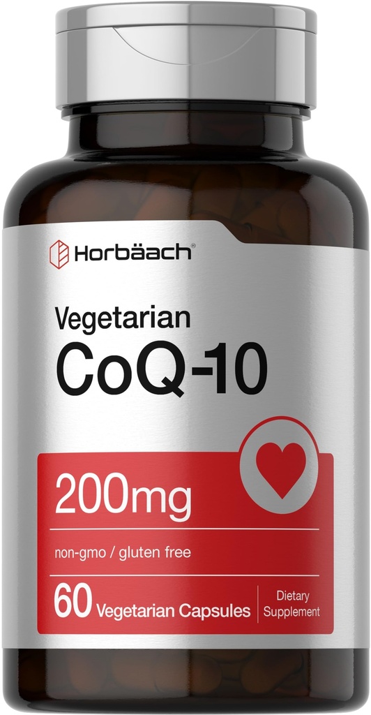 Horbäach CoQ10 200mg | 흑퍼 추출물 | 60 캡슐 | 채식주의, 비 GMO, 글루텐 무료 보충