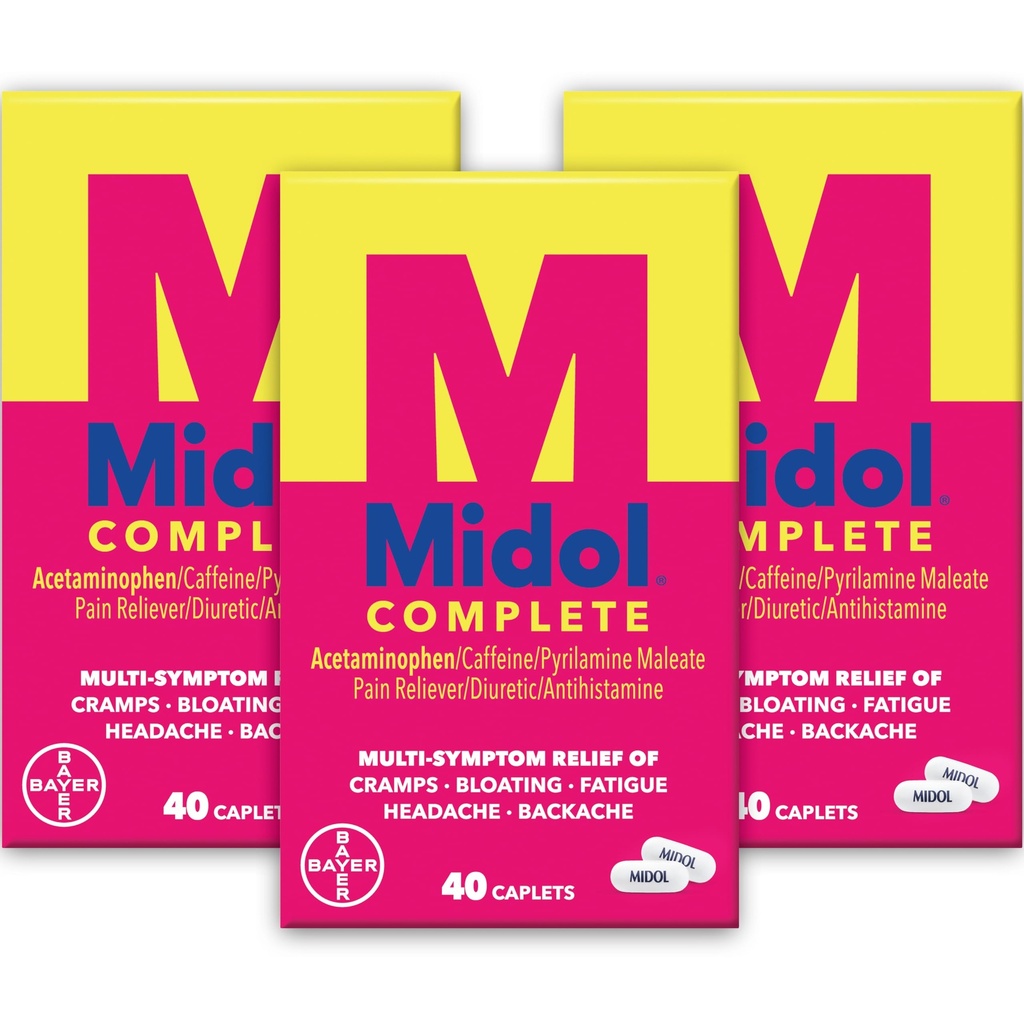 Midol는 기간 크림프를 위한 Acetaminophen를 가진 생리적인 고통 구호 캡슐을 완료하고, 정신적인 증상 완화 - 40 조사 (3의 포장) (포장 May Vary)