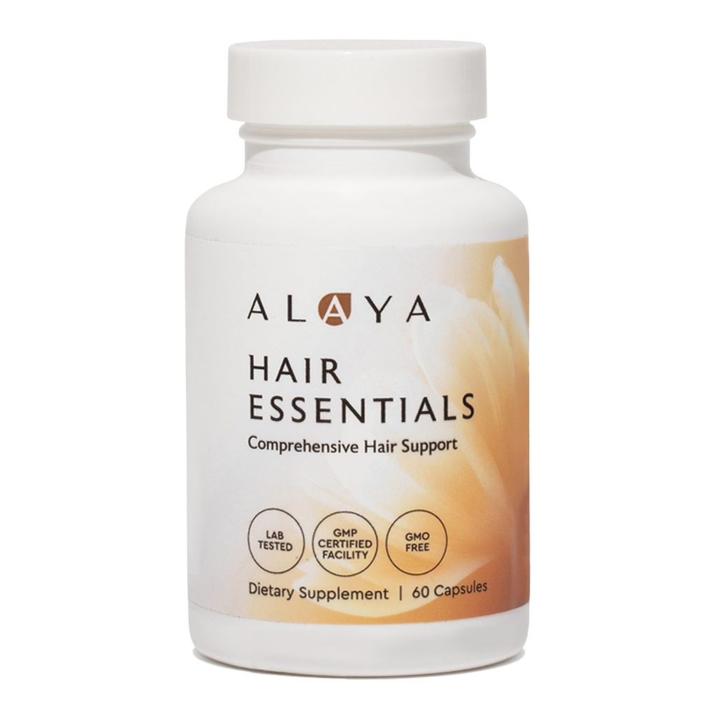 Alaya Hair Essentials - Biotin, Keratin, Folic Acid, 비타민 B12, B6 - 실험실 테스트 - 글루텐 무료 - 30 일 공급
