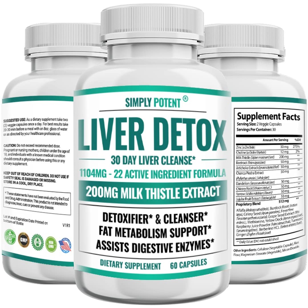 Liver Cleanse Detox & Repair Supplement, Artichoke Extract Liver Health Formula w 22 Liver Support, Liver Detox Cleanse Pills - 우유 이틀 다 델리온 심황 거미 Beet 아연, 60 캡슐