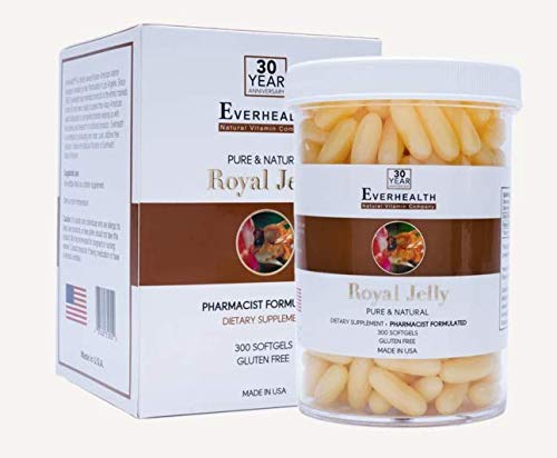 EVERHEALTH Vital Royal Jelly 1000mg (300 Softgels) Diet 보충교재 정통 순수한 진짜 질