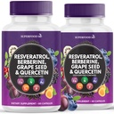 Resveratrol Berberine 포도씨 추출물 Quercetin - Noni 추출물, N-Acetyl Cysteine, Acai 추출물을 가진 Polyphenol 보충교재 - 미국에서 만드는 - 120의 캡슐