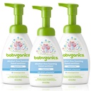 Babyganics 알콜 자유로운 거품이 이는 손 소독제, 펌프 병, 향수는, 8.45 oz, 3 팩 해방합니다