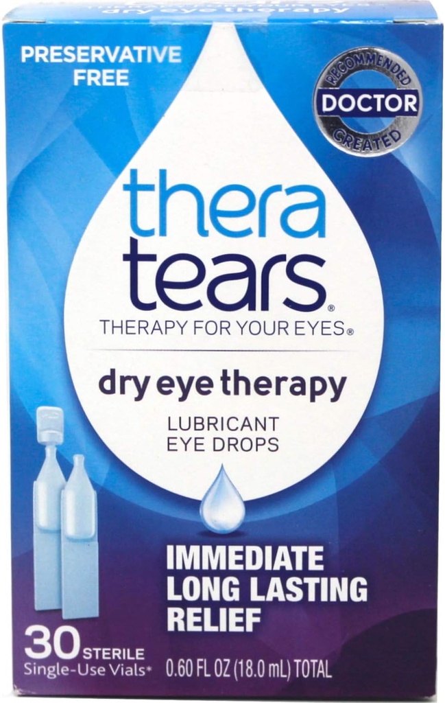 TheraTears 눈은 건조한 눈, 건조한 눈 치료 윤활유 Eyedrops, 부식 자유로운, 30 조사 단 하나 사용 작은 유리병을 위한 하락을 떨어뜨립니다