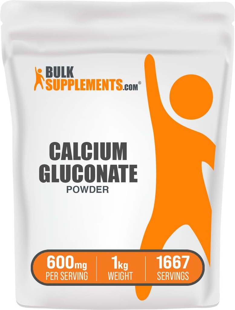 BulkSupplements.com 칼슘 Gluconate 분말 - 칼슘 보충, 쉽게 흡수 - Unflavored & 글루텐 무료, 봉사 당 600mg, 1kg (2.2 파운드) (팩 1)