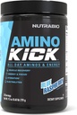 NutraBio Amino Kick – 자연 카페인 BCAA 분말 – 에너지, 하이드로 션 및 복구를위한 아미노산 보충 – BCAAs, 일체 & 아미노산 – 블루 라즈베리, 30 서빙