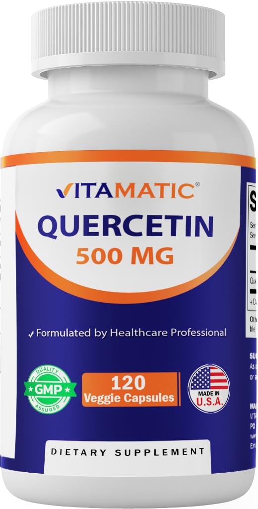 Vitamatic Quercetin 500 mg, 120 채식 캡슐 (비 GMO, 글루텐 무료, 채식) - 지원 심혈관 건강