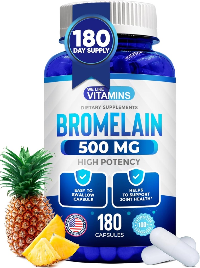 우리는 비타민 Bromelain 500mg 캡슐 같이 - 1200 GDU/Serving - 파인애플 추출물에서 Bromelain 보충교재 - 소화, 흡수, 합동 고통, 근육 Soreness를 위한 Proteolytic 효소 - 180의 캡슐
