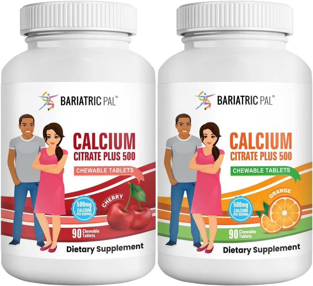 BariatricPal 칼슘 구연산염 500mg Chewable 정제 - 2-Flavor 다양성 팩