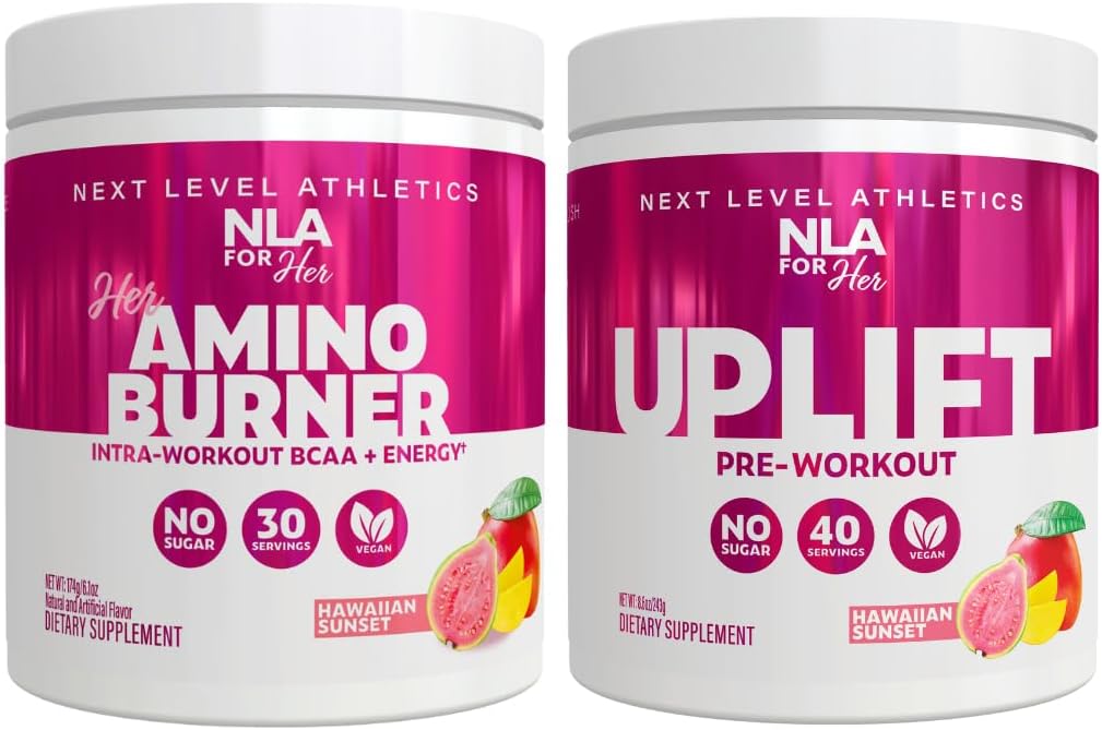 NLA for Her Pre/Intra Workout Stack (Her Thermogenic Amino Hawaiian Sunset 및 Uplift Pre Workout Hawaiian Sunset 포함)