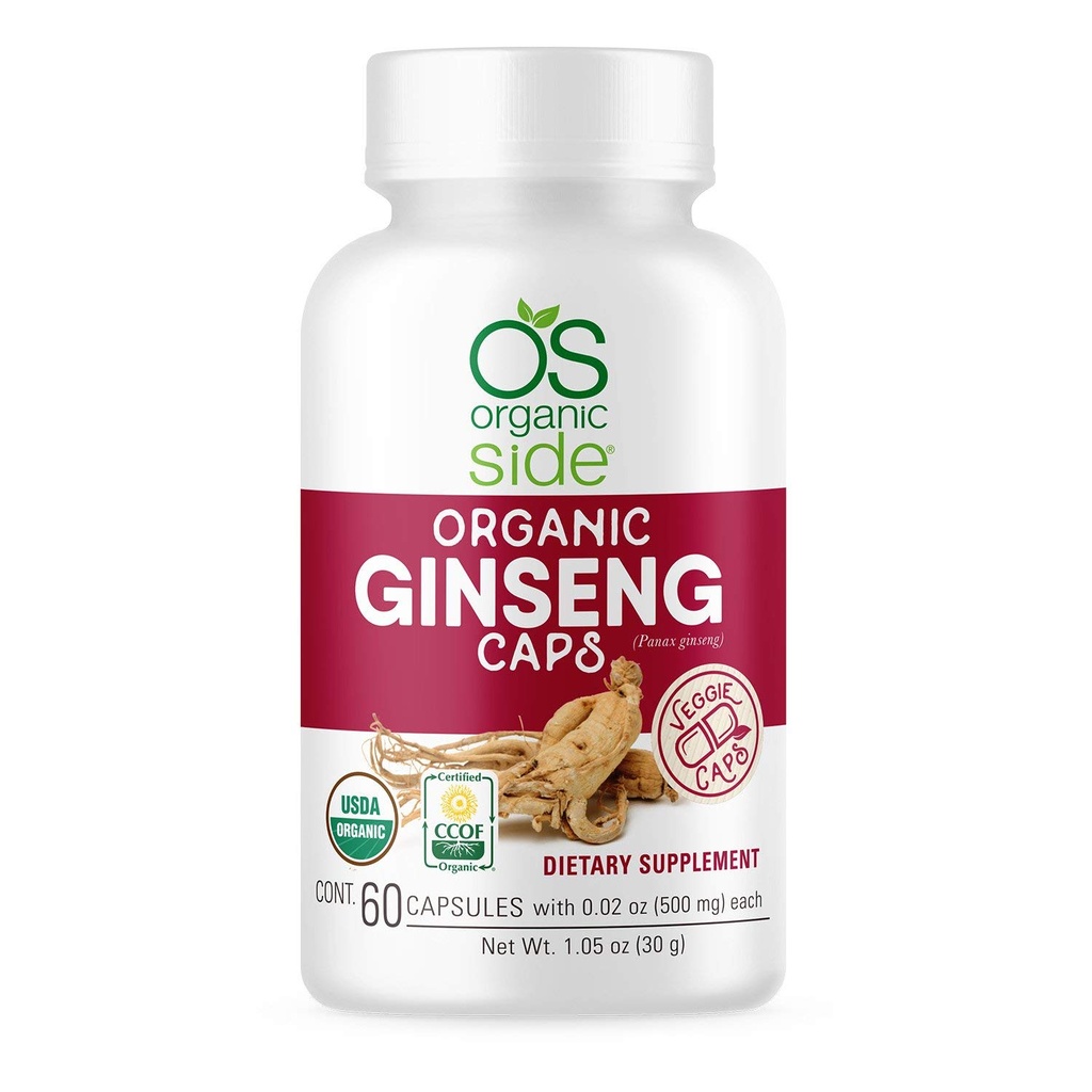 | Ginseng 60 캡슐 | Adaptogen for stress Relief, Energy Boost, Immune Support | 인증된 USDA 유기, 비 GMO, 자연적인 웰빙을 위한 채식 보충교재