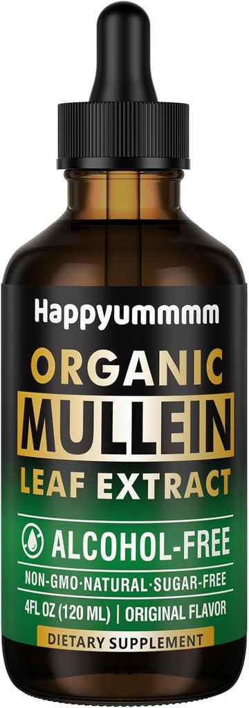Lungs Cleanse를 위한 Mullein 하락, 클로로필, 지원 면역성이 있는 Vegan Mullein 잎 추출물 Tincture, 호흡 - 4개 fl oz (120 ml)