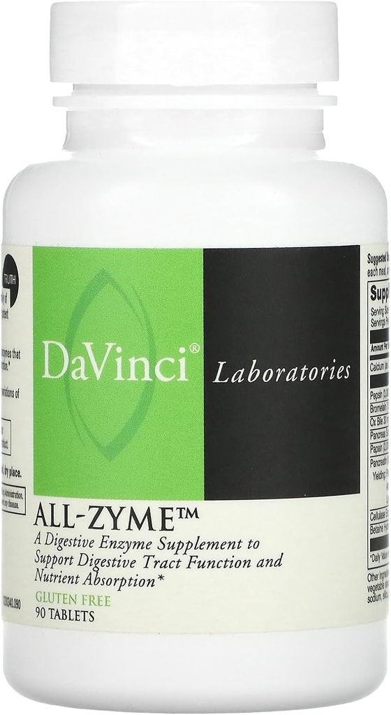 Davinci Laboratories – All-Zyme, Proteolytic 효소 및 소화 효소 보충교재, bloating, 가스, 변비 및 합동 건강, 비 GMO 성분, 90의 정제