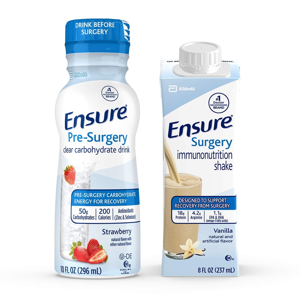 수술 후 수술 후 5일 묶음 상품 3개 제공 Pre-Surgery Clear Carbohydrate Drinks & 20 Ensure Surgery Immunonutrition Shakes