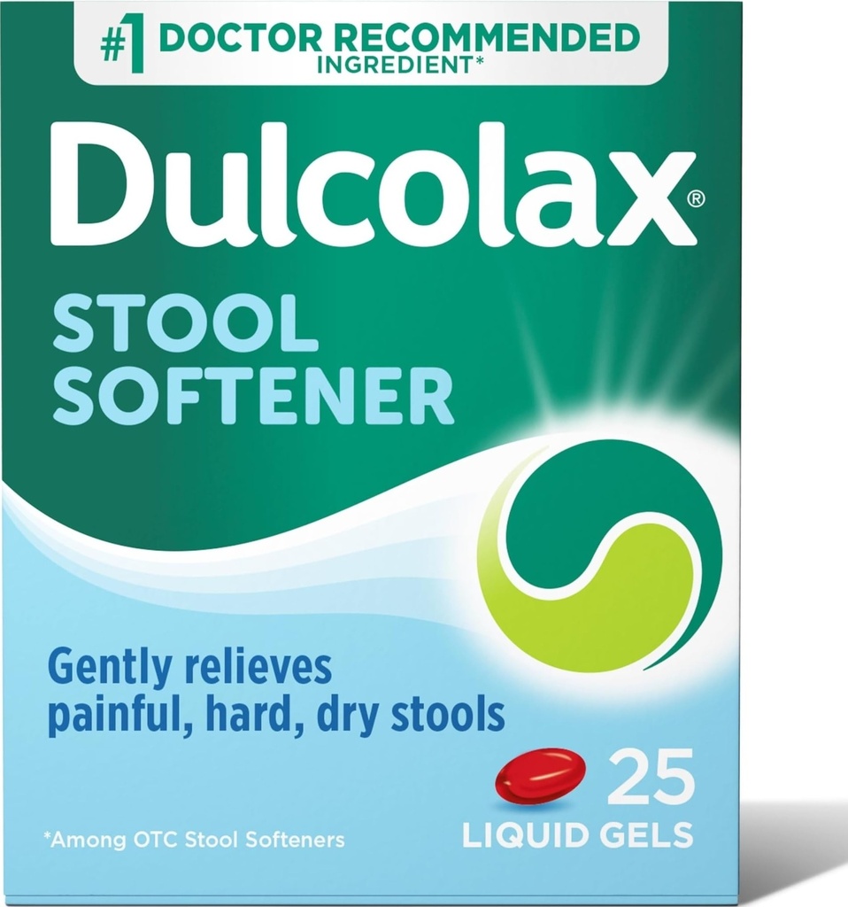 Dulcolax 발판 연화제 Laxative 액체 젤 캡슐, 단단한, 건조한 발판, Docusate 나트륨 100 mg, 25 조사를 위한 Gentle 변비 기