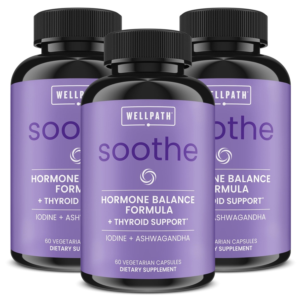 여성용 Soothe 호르몬 밸런스 + 여성용 Thyroid Support (3-Pack) | Cortisol Manager, Mood Support, & Metabolism Booster | Adrenal Support | Rhodiola, Selenium, Iodine | Adaptogen, 180ct