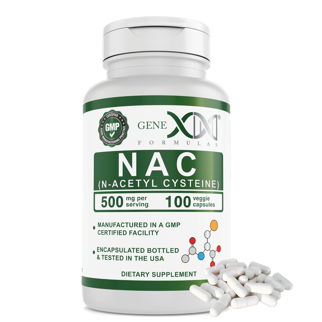 Genex 공식 NAC 500mg (100 캡슐) N-Acetyl Cysteine, 지원 Liver 건강 - 비 GMO, 글루텐 무료, Vegan (3 달 공급)