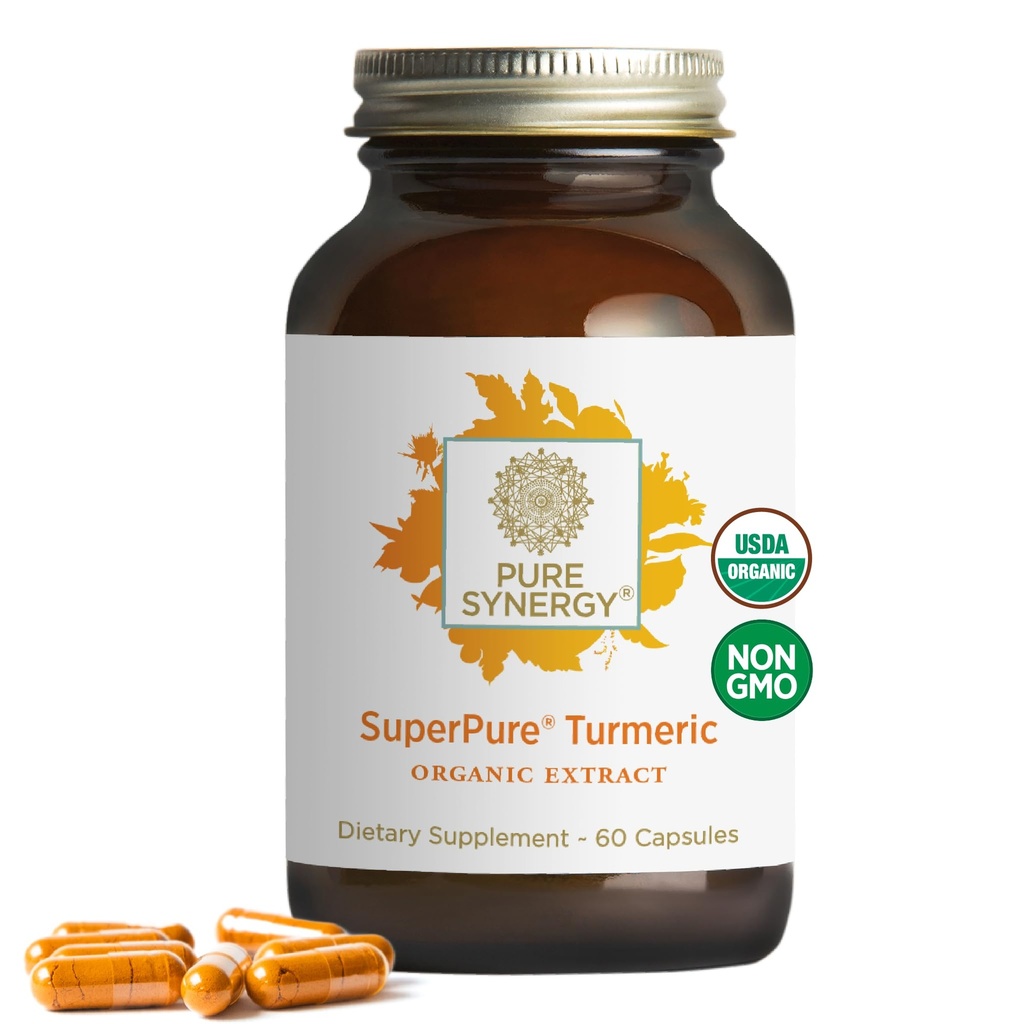 Pure Synergy SuperPure Turmeric Extract | 유기농 쿠르쿠민 보충 | 500 mg Turmeric Extract Capsules | 면역력 강화 및 관절 건강 (60 캡슐)