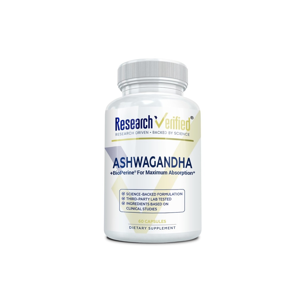 연구 검증 된 Ashwagandha 1500mg Bioperine 및 Ginger 뿌리와 최대 강도, Cognitive 기능 강화 - 60 Vegan 친절한 캡슐 (1 병)
