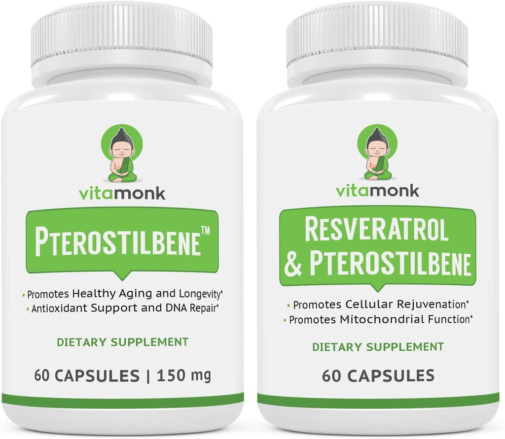 VitaMonk Longevity Duo - Resveratrol & Pterostilbene 전원 팩