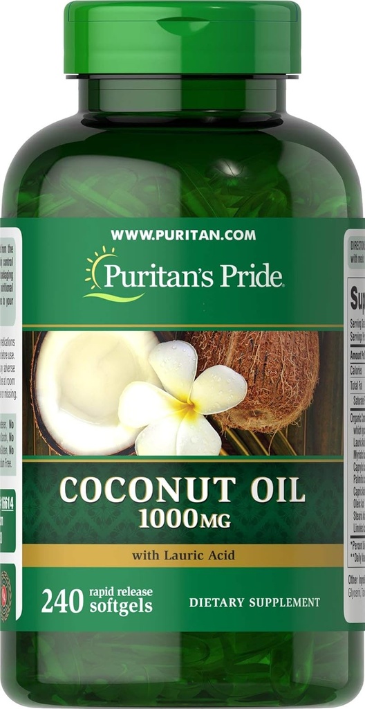 Puritan's Pride 코코넛 오일 1000 mg Softgels, 240 조사