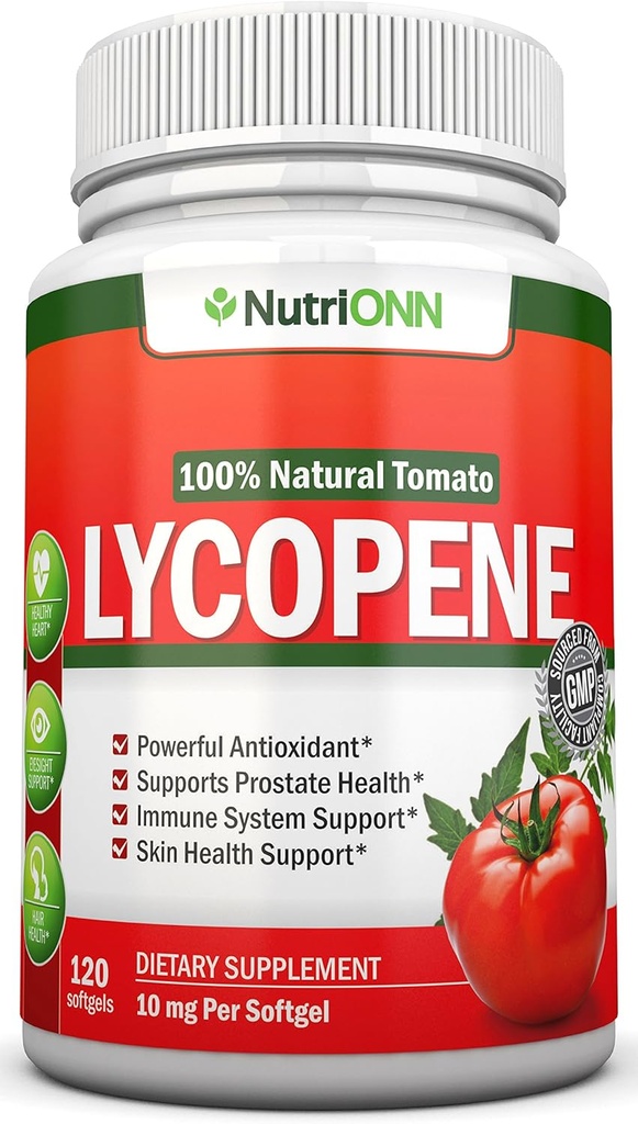 Lycopene - 10MG - 120 Softgels - 3 개월 공급 - 프리미엄 품질 산화 - 100 % 천연 토마토 - 전립선 건강, 면역 체계 지원, 심장 건강 및 Eyesight 지원에 대 한 중대한