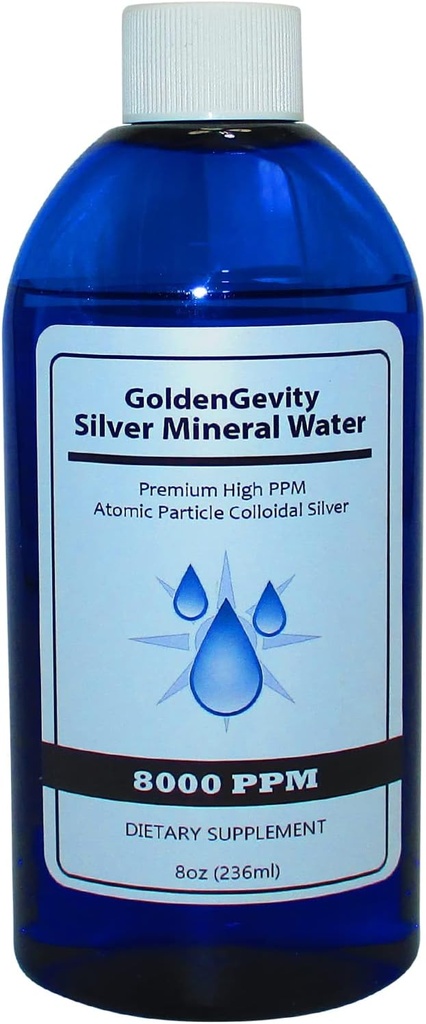8000 PPM 프리미엄 콜로이드 실버 - 높은 PPM 액체 추적 무기물 면역 지원 보충교재 8개 oz. (236 ml).