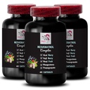 Berry Benefits - RESVERATROL COMLEX - 매일 산화제, Acai Berry Strength, Elderberry Boost, 포도 피부 Boost, 석류 에너지, Goji Berry Power, Hydration Factor 3 병 180 캡슐