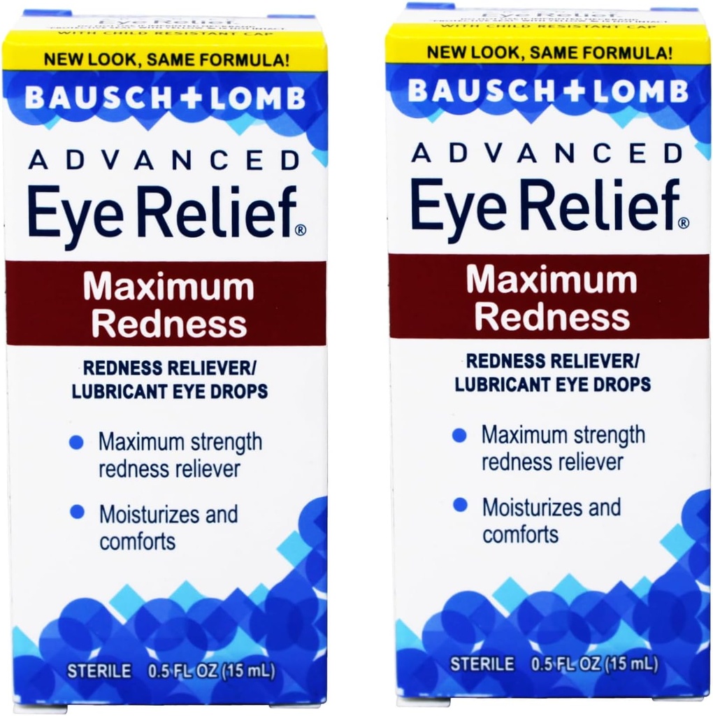 Bausch & Lomb Advanced Eye Relief Redness 최대 구호 드롭 - 2 pk.