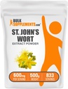 BulkSupplements.com St. John 's Wort Extract - St. Johns Wort Supplement, Mood를위한 초본 보충 - Vegan & 글루텐 무료, 서빙 당 600mg, 500g (1.1 파운드) (팩 1)